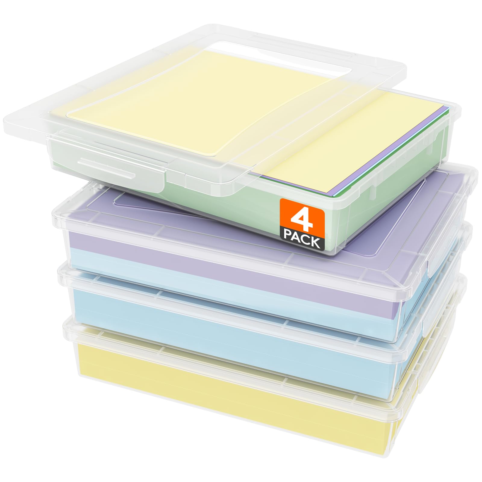 Clear Plastic File Organizers with Latching Lids