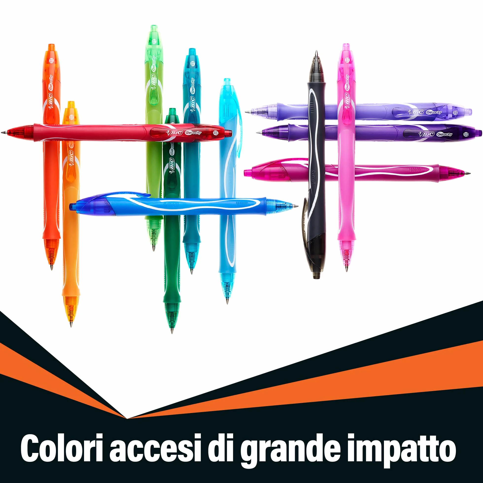 BIC Intensity Quick Dry Penne Gel Nere Punta Media 0,7mm 12 Unità Cancelleria Scuola e Ufficio