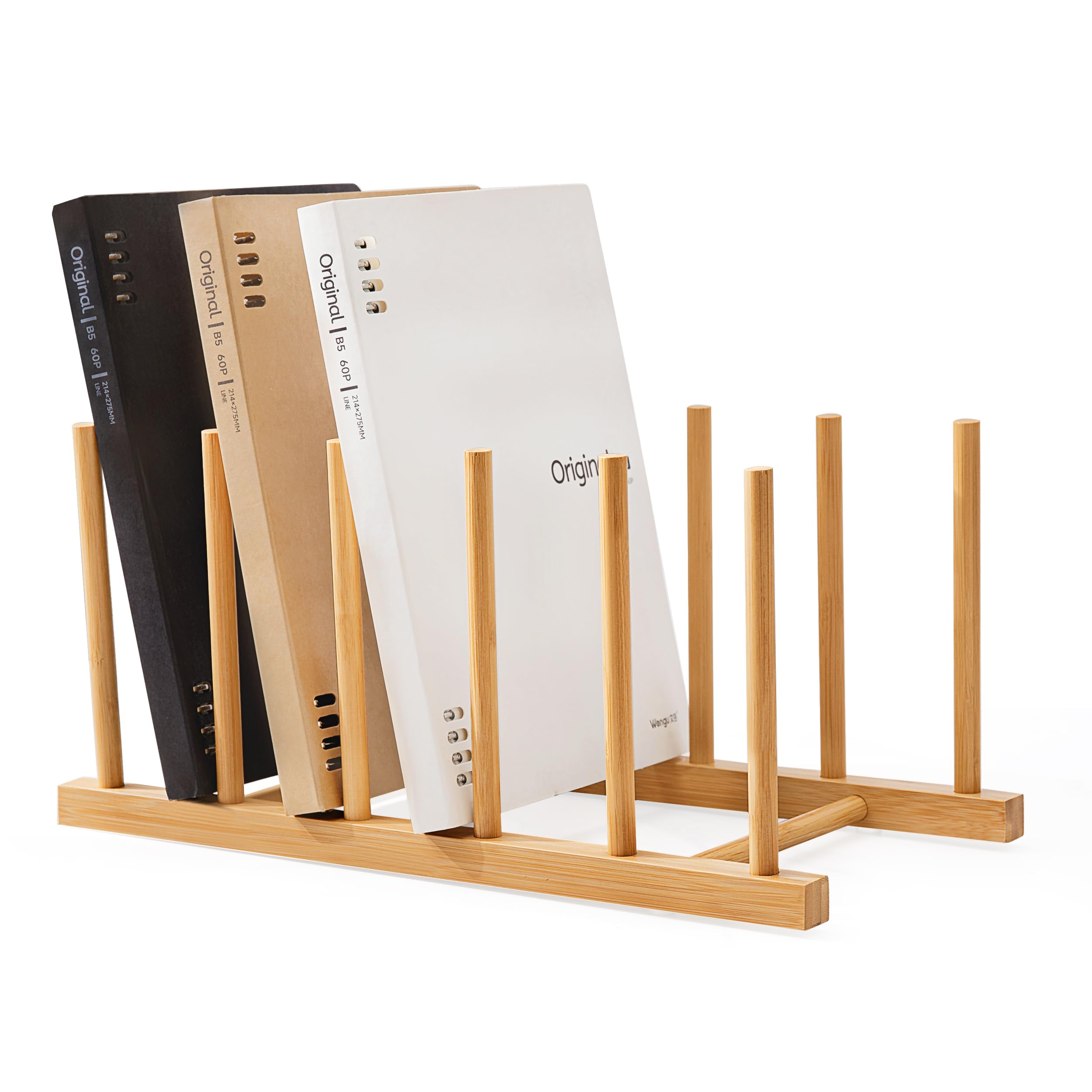 Five-Section Bamboo Upright File Organizer